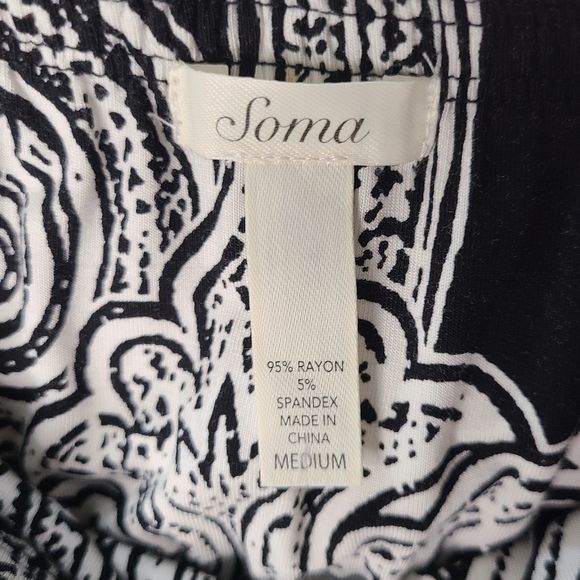 Soma Dressed Up Casual Strapless Dress in Black Column Paisley Sz Med - Picture 6 of 11